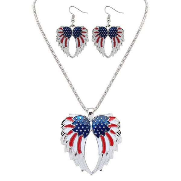 12sets usa enamel angel wing jewelry sets for girls gift gold plated flag angel wings necklace earring set vintage ethnic jewelry, Silver
12sets usa enamel angel wing jewelry sets for girls gift gold plated flag angel wings necklace earring set vintage ethnic jewelry, Silver