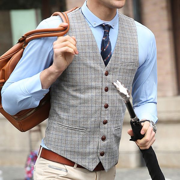 men vest formal sleeveless vests waistcoats official party casual jacket coat male plaid v-neck slim men vest wholesale, Black;white
men vest formal sleeveless vests waistcoats official party casual jacket coat male plaid v-neck slim men vest wholesale, Black;white
