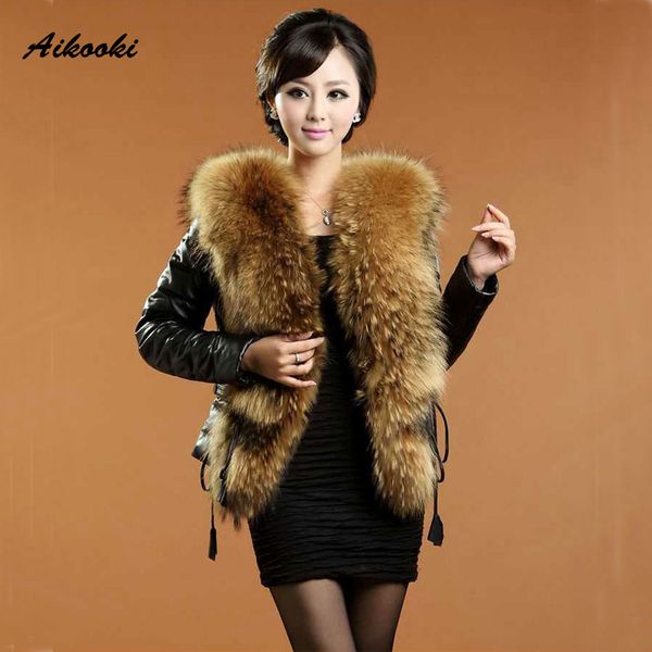 aikooki women winter imitation luxury sheep skin fur coat warm fur trim collar fashion fake pu leather line cotton coat, Black
aikooki women winter imitation luxury sheep skin fur coat warm fur trim collar fashion fake pu leather line cotton coat, Black