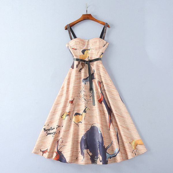 european women's wear 2018 the new spring abstract animal printing hemp condole belt dress, Black;gray
european women's wear 2018 the new spring abstract animal printing hemp condole belt dress, Black;gray