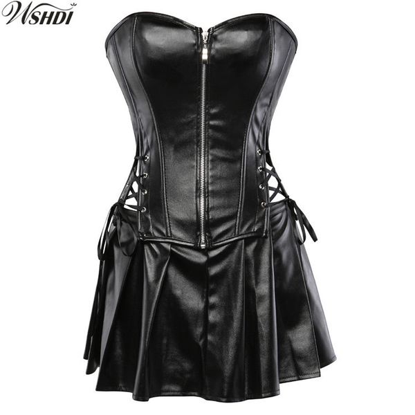black faux leather corset dress overbust boned basque mini skirt lingerie bodyshaper slimsuit nightwear s-6xl plus size, Black;white
black faux leather corset dress overbust boned basque mini skirt lingerie bodyshaper slimsuit nightwear s-6xl plus size, Black;white