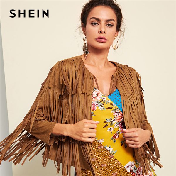 shein brown elegant highstreet tiered fringe embellished suede tassel solid jacket autumn women streetwear casual jackets y18102501, Black;brown
shein brown elegant highstreet tiered fringe embellished suede tassel solid jacket autumn women streetwear casual jackets y18102501, Black;brown