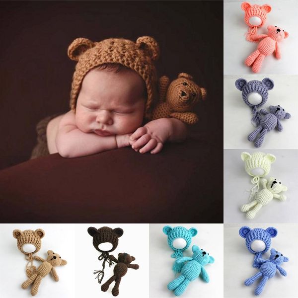 baby pgraphy props hats and bear toys set handmade cute bear knitting newborn hat little bear caps, Yellow
baby pgraphy props hats and bear toys set handmade cute bear knitting newborn hat little bear caps, Yellow