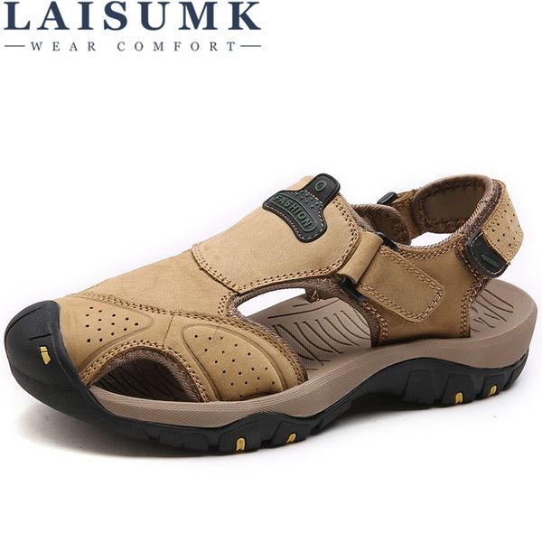 laisumk 2018 men sandals big size soft leather sandals men comfortable summer shoes, Black
laisumk 2018 men sandals big size soft leather sandals men comfortable summer shoes, Black