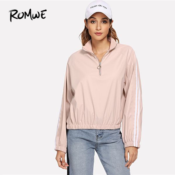 romwe sport pink quarter zip stand collar striped side fitness running jacket women autumn workout sports training outerwear, Black;red
romwe sport pink quarter zip stand collar striped side fitness running jacket women autumn workout sports training outerwear, Black;red