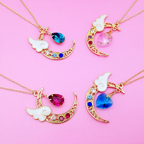 cartoon pink crystal heart pendant love dripping moon necklace long sweater chain japanese anime sailor moon sweater chain, Silver
cartoon pink crystal heart pendant love dripping moon necklace long sweater chain japanese anime sailor moon sweater chain, Silver