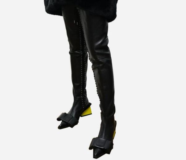 new winter woman solid black blue leather/jeans pointed toe bow ties strange heels 70 mm lace up over the knee thigh long boots
new winter woman solid black blue leather/jeans pointed toe bow ties strange heels 70 mm lace up over the knee thigh long boots