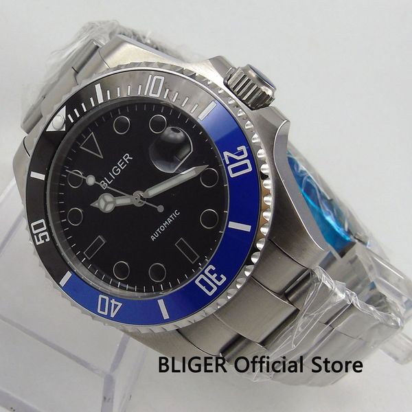 43mm bliger black dial black marks sapphire crystal ceramic bezel luminous miyota automatic movement men's watch b163, Slivery;brown
43mm bliger black dial black marks sapphire crystal ceramic bezel luminous miyota automatic movement men's watch b163, Slivery;brown
