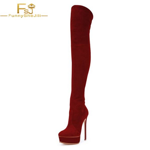party, night club, dancing club, music festival, going out fashion maroon almond toe platform heels long suede stiletto boots, Black
party, night club, dancing club, music festival, going out fashion maroon almond toe platform heels long suede stiletto boots, Black