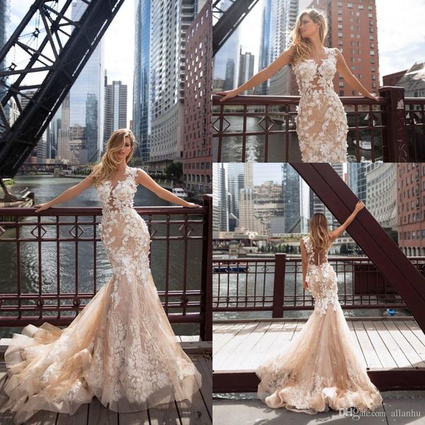 fashion 2020 champagne mermaid wedding dresses ivory lace applique trumpet bridal gowns sheer neck beach boho wedding dress custom made, White
fashion 2020 champagne mermaid wedding dresses ivory lace applique trumpet bridal gowns sheer neck beach boho wedding dress custom made, White