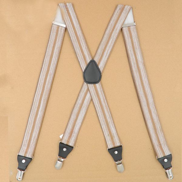 european and american fashion 4 clip beige stripes men's elastic suspenders fy181028010, Black;white
european and american fashion 4 clip beige stripes men's elastic suspenders fy181028010, Black;white