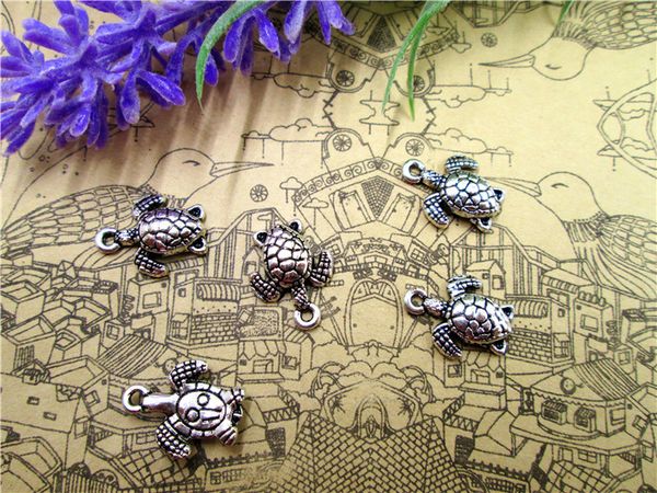 60pcs--turtle charms, antique tibetan silver tone sea tortoise pendants/charms, sea turtle 15x11mm, Bronze;silver
60pcs--turtle charms, antique tibetan silver tone sea tortoise pendants/charms, sea turtle 15x11mm, Bronze;silver