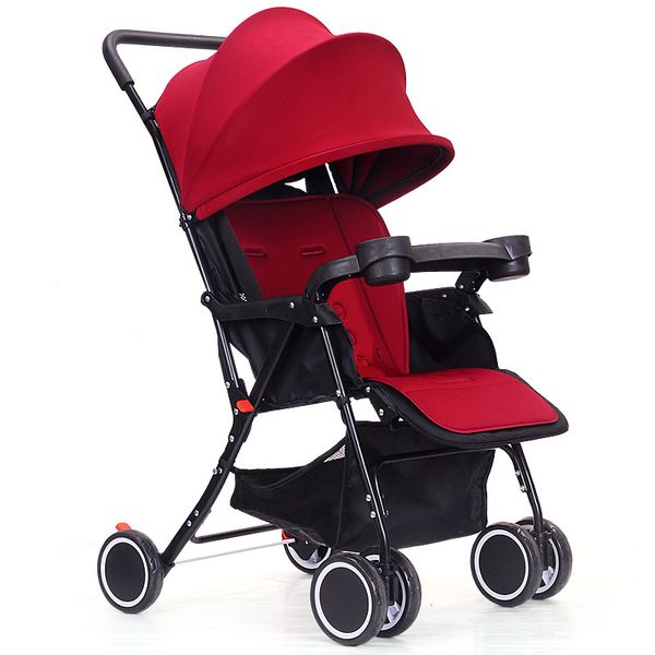 

lightweight baby stroller lie flat travel portable folding baby carriage for newborn four wheels umbrella car dining plate