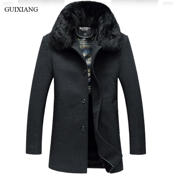 2018 new arrival style men boutique woolen overcoat dress high-quality slim solid fur collar detachable trench coat size -5xl, Black
2018 new arrival style men boutique woolen overcoat dress high-quality slim solid fur collar detachable trench coat size -5xl, Black