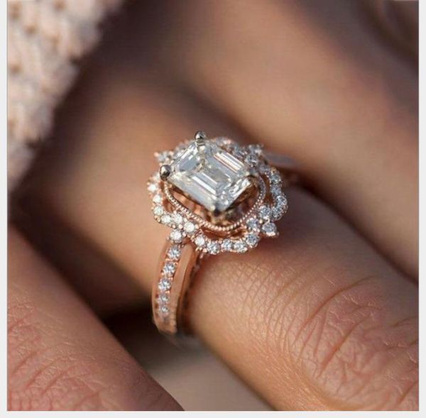 2019 new rose gold zircon stone princess diamond jewelry, occident fashion engagement accessories, Silver
2019 new rose gold zircon stone princess diamond jewelry, occident fashion engagement accessories, Silver