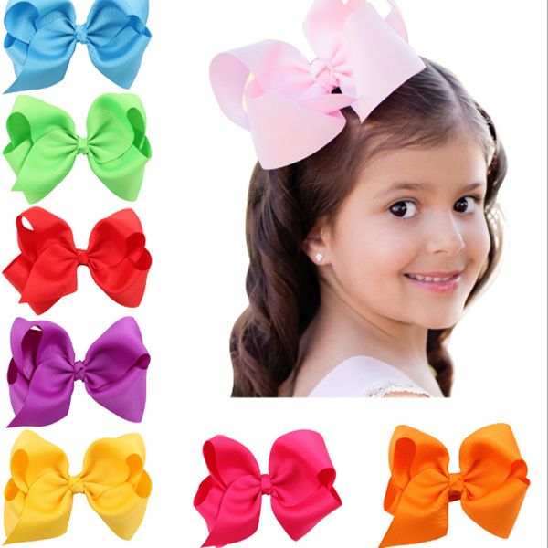 

baby large grosgrain ribbon bow hairpin clips girls large bowknot barrette kids hair boutique bows children hair accessories lc694-1, Slivery;white