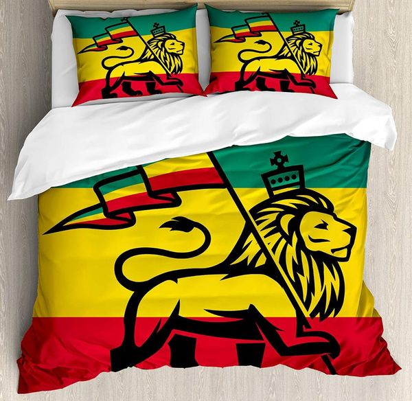 rasta duvet cover set judah lion with a rastafari flag king jungle reggae theme print decor 4 piece bedding set green yellow red
rasta duvet cover set judah lion with a rastafari flag king jungle reggae theme print decor 4 piece bedding set green yellow red