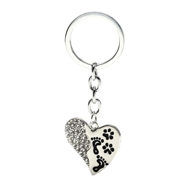 12 pc/lot heart shape dog print charm keychain clear crystal metal jewelry gift for pet owner memorial keyring key chain, Silver
12 pc/lot heart shape dog print charm keychain clear crystal metal jewelry gift for pet owner memorial keyring key chain, Silver