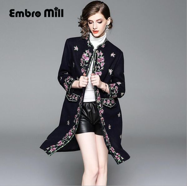 high-end winter trench coats for women vintage elegant floral wool embroidery loose lady christmas overcoat female s-xxl, Black
high-end winter trench coats for women vintage elegant floral wool embroidery loose lady christmas overcoat female s-xxl, Black