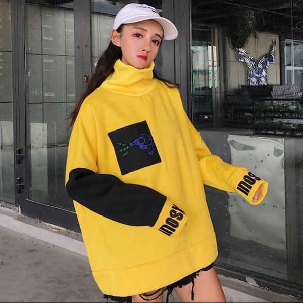 autumn and winter women harajuku wind loose bf sweatshirts embroidered small high collar, Black
autumn and winter women harajuku wind loose bf sweatshirts embroidered small high collar, Black