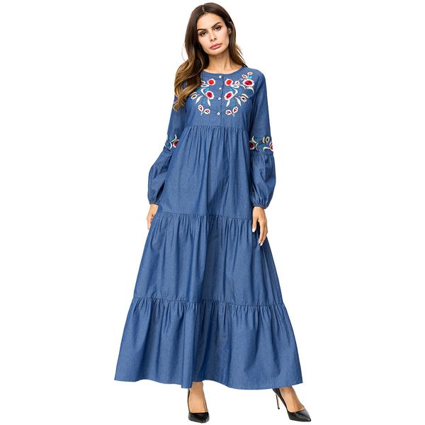 187289 plus size 2018 autumn big yard women's wear new style euramerica tall slim embroidered denim dress robes abaya mujer vestidos ab, Red
187289 plus size 2018 autumn big yard women's wear new style euramerica tall slim embroidered denim dress robes abaya mujer vestidos ab, Red