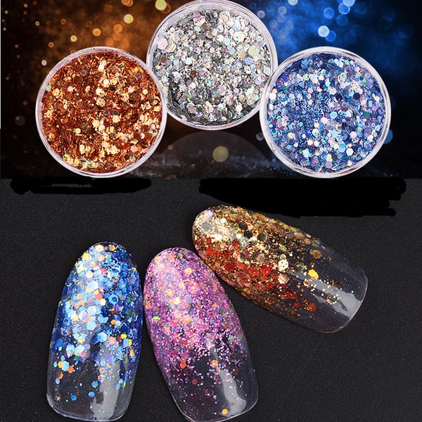 1x pot uprettego 2g bling glitter powder dust nail art sequin 3d rainbow clear hexagon slice diy charm nail art decor hhf, Silver;gold
1x pot uprettego 2g bling glitter powder dust nail art sequin 3d rainbow clear hexagon slice diy charm nail art decor hhf, Silver;gold