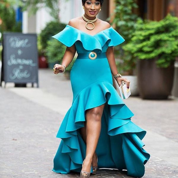 stylish high-low mermaid prom dress ruffles off shoulder sash sleeveless south african party gowns attractive celebrity cocktail dress, Black
stylish high-low mermaid prom dress ruffles off shoulder sash sleeveless south african party gowns attractive celebrity cocktail dress, Black