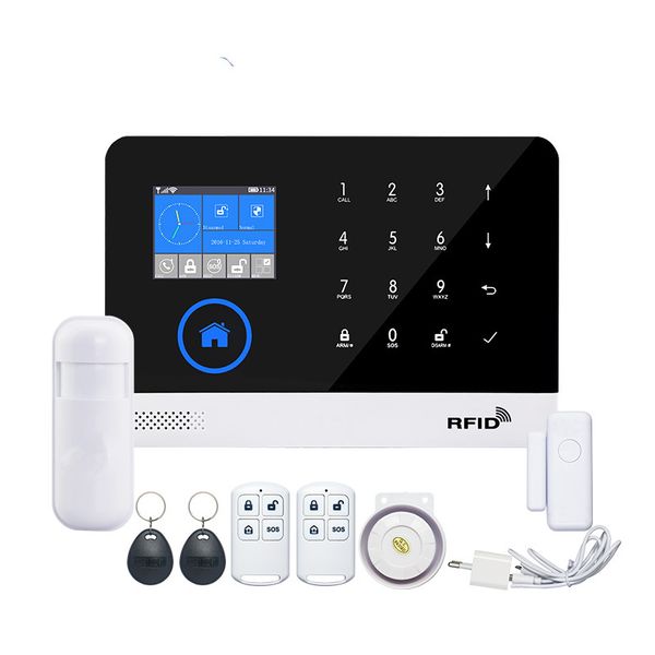 Wireless SIM GSM Home RFID Burglar Security LCD Touch Keyboard WIFI GSM Alarm System Sensor kit English,Russian,Spanish Voice