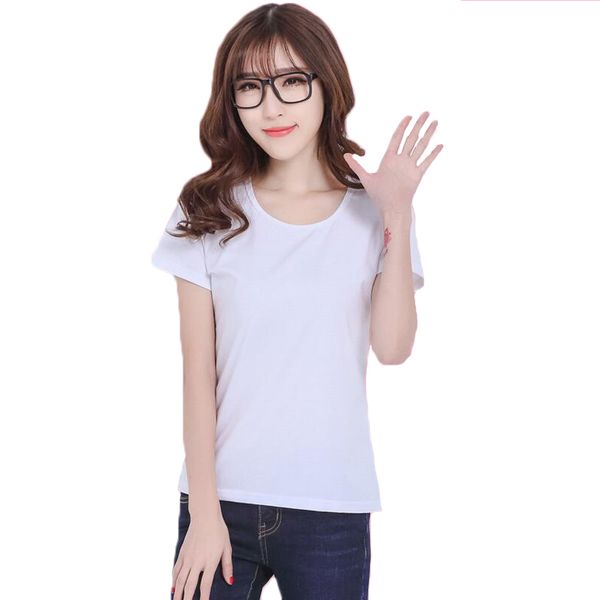 women summer t shirts 2018 brand new fashion women's cotton short sleeved o-neck solid color t-shirt women fashion tshirt, White 
women summer t shirts 2018 brand new fashion women's cotton short sleeved o-neck solid color t-shirt women fashion tshirt, White