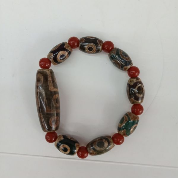 

tibetan dzi beads bracelet ethnic style nine eyes three eyes barrel beads bracelets natural agates stone material, Black