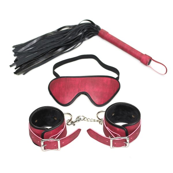 red pu leather 3pcs/lot bondage restraints kit handcuffs slave blindfold spanking whip for men and women toys product
red pu leather 3pcs/lot bondage restraints kit handcuffs slave blindfold spanking whip for men and women toys product