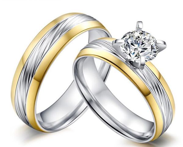 women's stainless steel cz cubic zirconia promise engagement wedding band rings,gold plated edge us size 5-12, Silver
women's stainless steel cz cubic zirconia promise engagement wedding band rings,gold plated edge us size 5-12, Silver