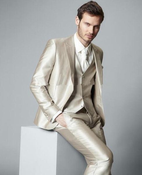 2017 one button groom tuxedos shiny beige man suit peak lapel groomsman men custom wedding suits (jacket+pants+vest+tie, White;black
2017 one button groom tuxedos shiny beige man suit peak lapel groomsman men custom wedding suits (jacket+pants+vest+tie, White;black