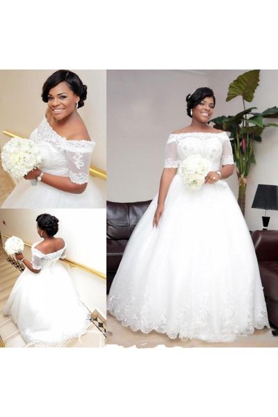 gorgeous wedding dress plus size off the shoulder for black women bride lace short sleeves a line tulle bridal gowns cheap, White
gorgeous wedding dress plus size off the shoulder for black women bride lace short sleeves a line tulle bridal gowns cheap, White
