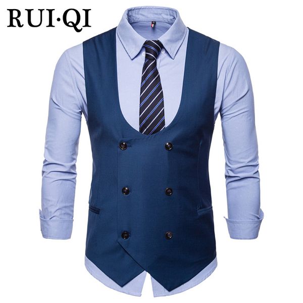 rui qi casual man's vests waistcoats 2018 new solid color vests vintage no collar double-breasted leisure slim vest j17039632, Black;white
rui qi casual man's vests waistcoats 2018 new solid color vests vintage no collar double-breasted leisure slim vest j17039632, Black;white