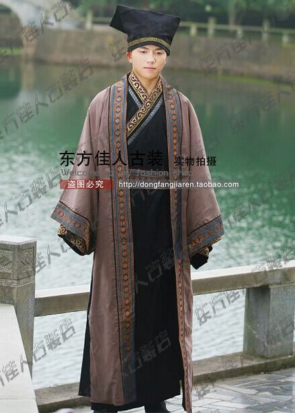 stage wear ancient chinese hanfu male costume jin and han dynasty scholar councillor, Black;red
stage wear ancient chinese hanfu male costume jin and han dynasty scholar councillor, Black;red