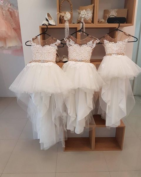 princess ivory high low flower girls dresses for weddings 2019 new sheer neck beaded sash cap sleeves lace tulle girls pageant dresses f65, White;blue
princess ivory high low flower girls dresses for weddings 2019 new sheer neck beaded sash cap sleeves lace tulle girls pageant dresses f65, White;blue