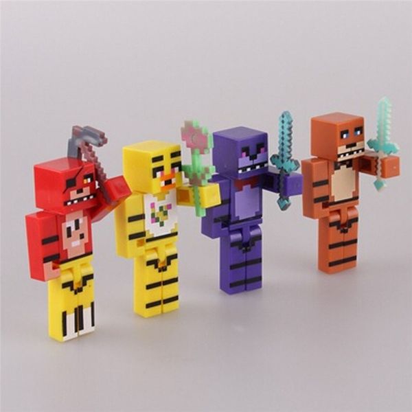4 pieces / set. five day on freddie building blocks with weapons figure 7 cm fox bear bonnie pvc anime figures dolls baby toys
4 pieces / set. five day on freddie building blocks with weapons figure 7 cm fox bear bonnie pvc anime figures dolls baby toys
