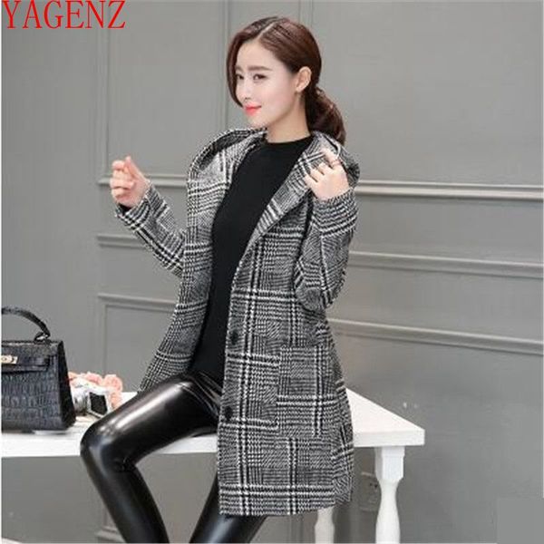 yagenz autumn and winter women clothing new hooded wool coat medium long grid large size imitation of cashmere coat k530, Black
yagenz autumn and winter women clothing new hooded wool coat medium long grid large size imitation of cashmere coat k530, Black