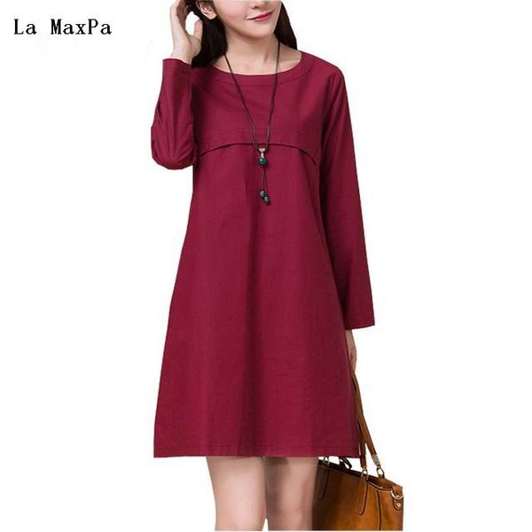 la maxpa summer dress long sleeve women dress a-line o-neck casual loose cotton linen solid vestidos de festa, White;black
la maxpa summer dress long sleeve women dress a-line o-neck casual loose cotton linen solid vestidos de festa, White;black