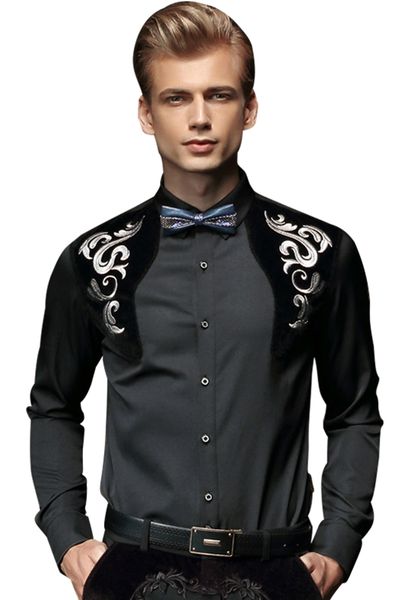 2017 new men's clothing original design fashion flock printing embroidery long-sleeve shirt male shirt black plus size costumes, White;black
2017 new men's clothing original design fashion flock printing embroidery long-sleeve shirt male shirt black plus size costumes, White;black