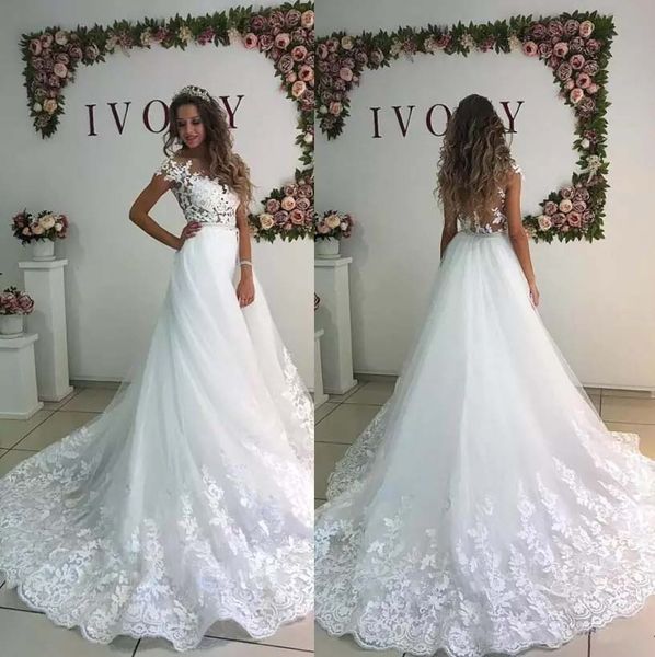 vintage boho lace wedding dresses 2019 appiques beaded cap sleeves jewel neck sweep train a line wedding bridal gowns, White
vintage boho lace wedding dresses 2019 appiques beaded cap sleeves jewel neck sweep train a line wedding bridal gowns, White