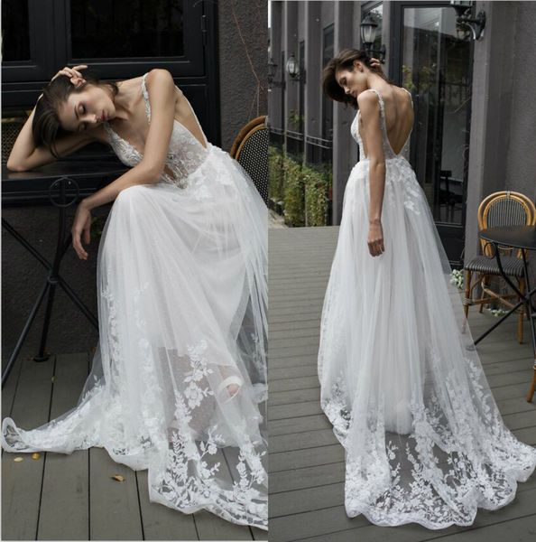 riki dalal beach wedding dresses deep v neck backless bridal gowns lace appliques sweep train wedding dress robe de mariee, White
riki dalal beach wedding dresses deep v neck backless bridal gowns lace appliques sweep train wedding dress robe de mariee, White