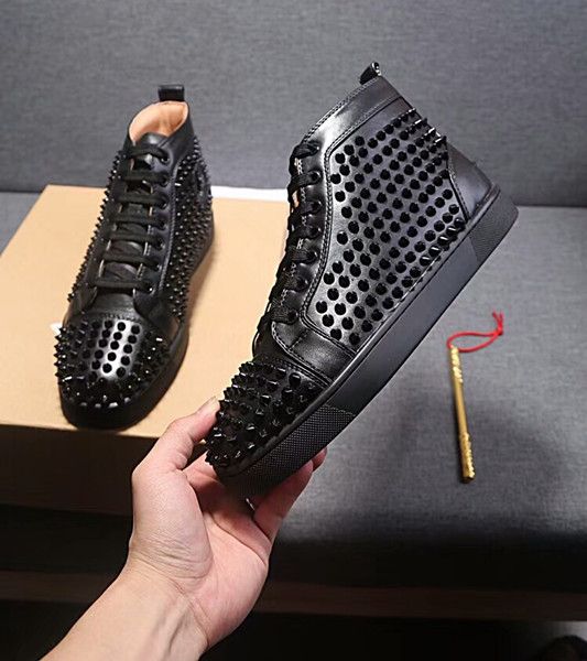 fashion designer brand studded spikes flats shoes red bottom shoes for men and women party lovers genuine leather sneakers, Black
fashion designer brand studded spikes flats shoes red bottom shoes for men and women party lovers genuine leather sneakers, Black
