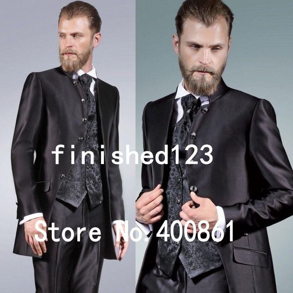 more button black groom tuxedos stand collar groomsmen man mens wedding suits (jacket+pants+vest+tie) d:176, Black;gray
more button black groom tuxedos stand collar groomsmen man mens wedding suits (jacket+pants+vest+tie) d:176, Black;gray