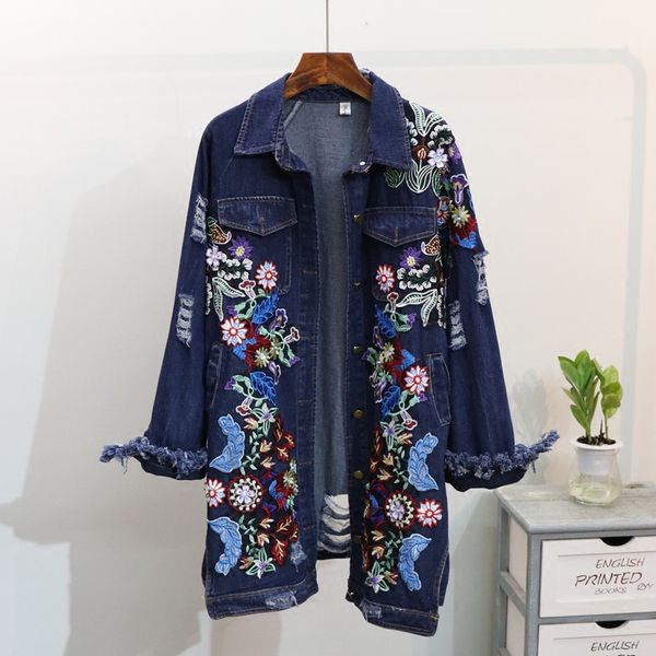 vuw brand embroidery denim jacket for women 2018 new spring autumn fashion long jean coat female casual ripped holes jacket, Black;brown
vuw brand embroidery denim jacket for women 2018 new spring autumn fashion long jean coat female casual ripped holes jacket, Black;brown