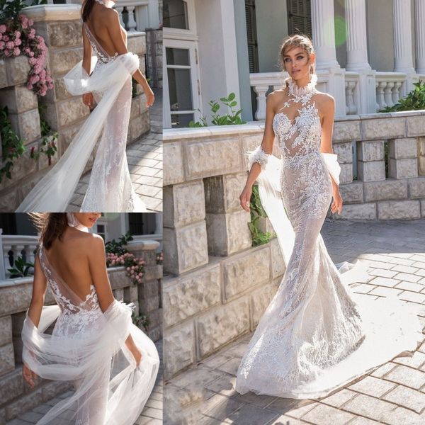 2019 elihav sasson mermaid wedding dresses high neck backless illusion beach wedding gowns full lace appliqued bridal dress, White
2019 elihav sasson mermaid wedding dresses high neck backless illusion beach wedding gowns full lace appliqued bridal dress, White