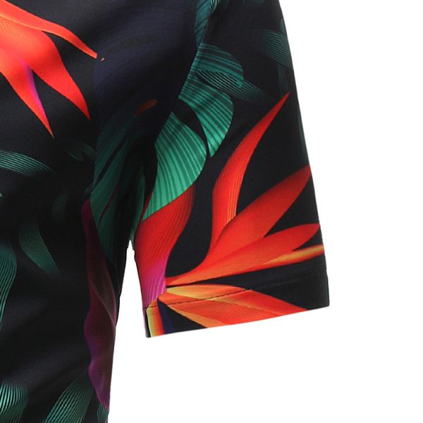 newly summer men floral shirt short sleeve stand collar leaves printed beach travel casual shirts, White;black 
newly summer men floral shirt short sleeve stand collar leaves printed beach travel casual shirts, White;black