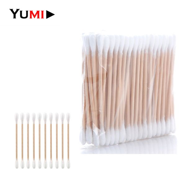 

50 bags cleaning the ears wooden cotton swabs cosmetic cotton buds ear head health makeup cosmetics clean ear stick swab