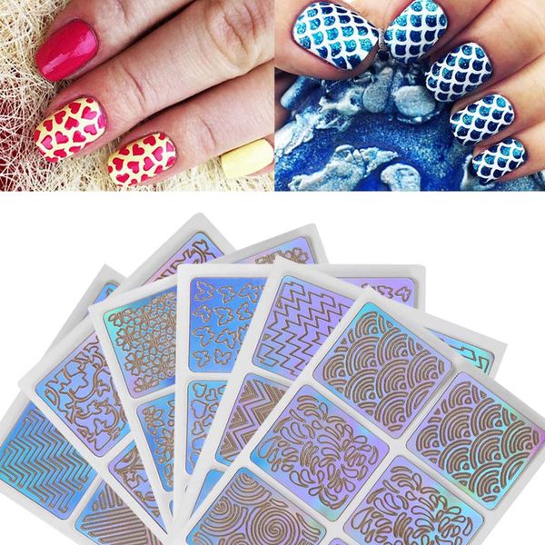 6 sheets new nail hollow irregular grid stencil reusable manicure stickers stamping template nail art tools 9*7cm whole sale, White
6 sheets new nail hollow irregular grid stencil reusable manicure stickers stamping template nail art tools 9*7cm whole sale, White